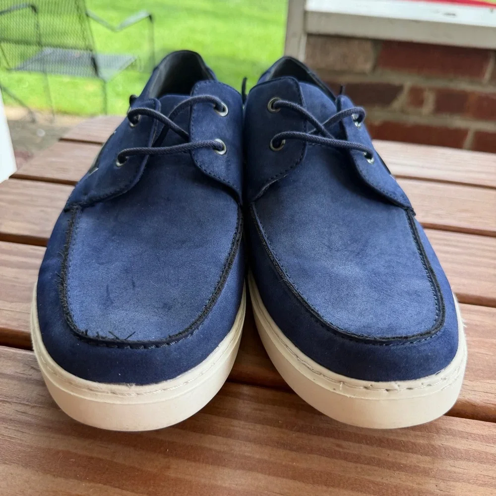 Kenneth‎ Cole Reaction Indy Boat Shoes Mens 11.5 Navy Blue Faux Suede Sneakers